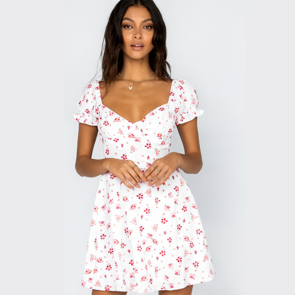 Princess Polly Ruth Mini Dress White Pink - Picture 1 of 12